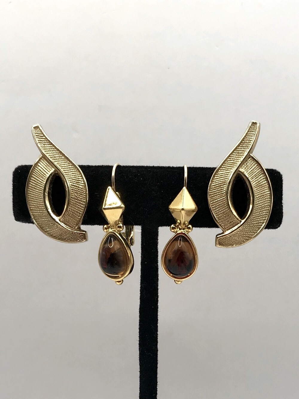 Vintage Monet 2 Pair of Gold-Tone Earrings